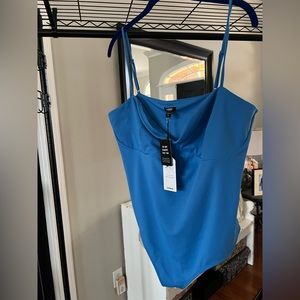 Express body contour bodysuit high compression bustier NWT size XL Blue